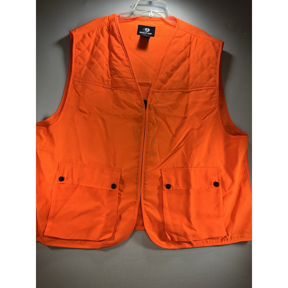 Mossy Oak Blaze Orange Zip-up Field Hunting Vest 2XL/3XL quilted shoulders NWT
